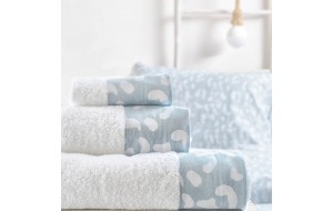 Oliver λευκό και μπλε σετ πετσέτες τριών τεμαχίων 30x50 / 50x90 / 80x150 εκ