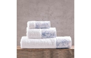 Lucette λευκό και μπλε σετ πετσέτες τριών τεμαχίων 30x50 / 50x90 / 80x150 εκ