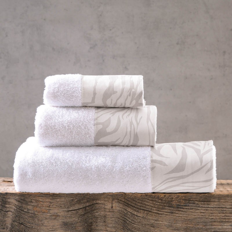 Austin λευκό γκρι σετ πετσέτες τριών τεμαχίων 30x50 / 50x90 / 80x150 εκ