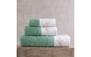 Fern βαμβακερή πετσέτα σε εκρού χρώμα σετ τριών τεμαχίων 30x50 / 50x90 /80x150 εκ