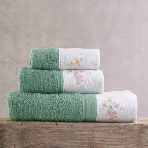 Fern βαμβακερή πετσέτα σε εκρού χρώμα σετ τριών τεμαχίων 30x50 / 50x90 /80x150 εκ