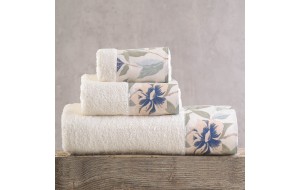 Ilina βαμβακερή πετσέτα σε μπλε χρώμα σετ τριών τεμαχίων 30x50 / 50x90 /80x150 εκ