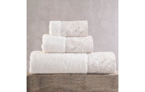 Amara βαμβακερή πετσέτα σε μπεζ χρώμα σετ τριών τεμαχίων 30x50 / 50x90 /80x150 εκ