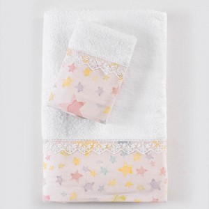 Glow σετ βρεφικές πετσέτες ροζ δύο τεμάχια 70x140 εκ