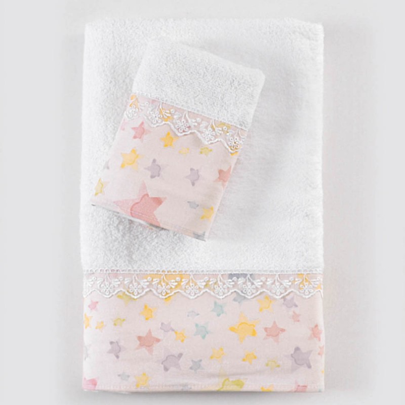 Glow σετ βρεφικές πετσέτες ροζ δύο τεμάχια 70x140 εκ