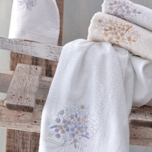 Amantine σετ πετσέτες σε λευκό χρώμα 3 τεμαχίων 30x50 / 50x90 / 80x150 εκ