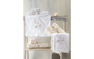 Annalise σετ πετσέτες τριών τεμαχίων λευκό γκρι 80x150 εκ