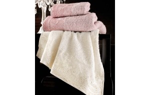 Shiraz σετ πετσέτες τρία τεμάχια ροζ 30x50 / 50x90 / 80x150 εκ