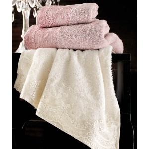Shiraz σετ πετσέτες τρία τεμάχια ροζ 30x50 / 50x90 / 80x150 εκ