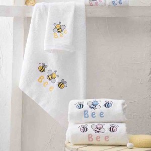 Honey bee σετ πετσέτες παιδικές 2 τεμαχίων σε σιελ χρώμα