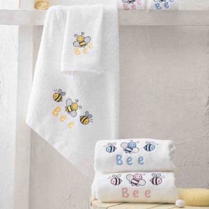 Honey bee σετ πετσέτες παιδικές 2 τεμαχίων σε ροζ χρώμα