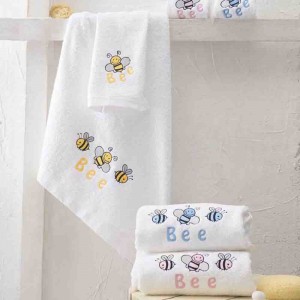 Honey bee σετ πετσέτες παιδικές 2 τεμαχίων σε κίτρινο χρώμα