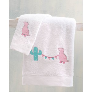 Diego ροζ σετ πετσέτες παιδικές δύο τεμαχίων 70x140 και 30x50 εκ
