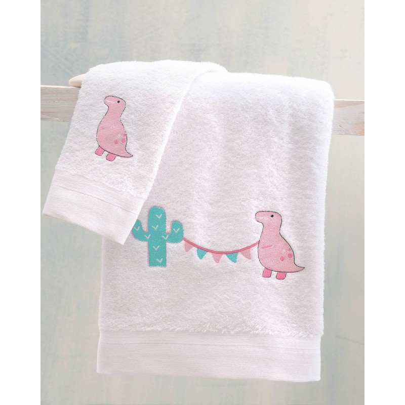 Diego ροζ σετ πετσέτες παιδικές δύο τεμαχίων 70x140 και 30x50 εκ