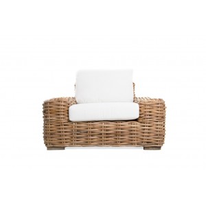 Cinebon Natural πολυθρόνα από ρατάν με μαξιλάρι σε λευκό χρώμα 80x115x70 εκ