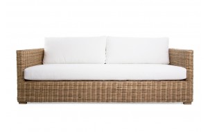 Life διθέσιος καναπές από ρατάν με μαξιλάρι σε λευκό χρώμα 190x86x60 εκ