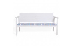 Nelson ξύλινος διθέσιος καναπές σε λευκό χρώμα με μαξιλάρι 144x62x74 εκ