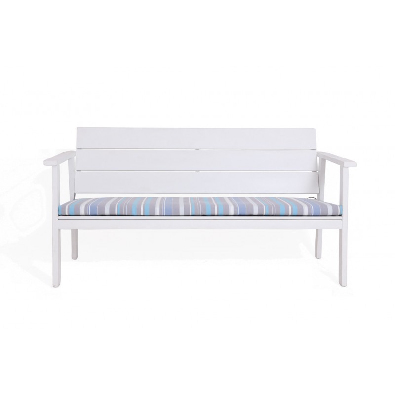 Nelson ξύλινος διθέσιος καναπές σε λευκό χρώμα με μαξιλάρι 144x62x74 εκ