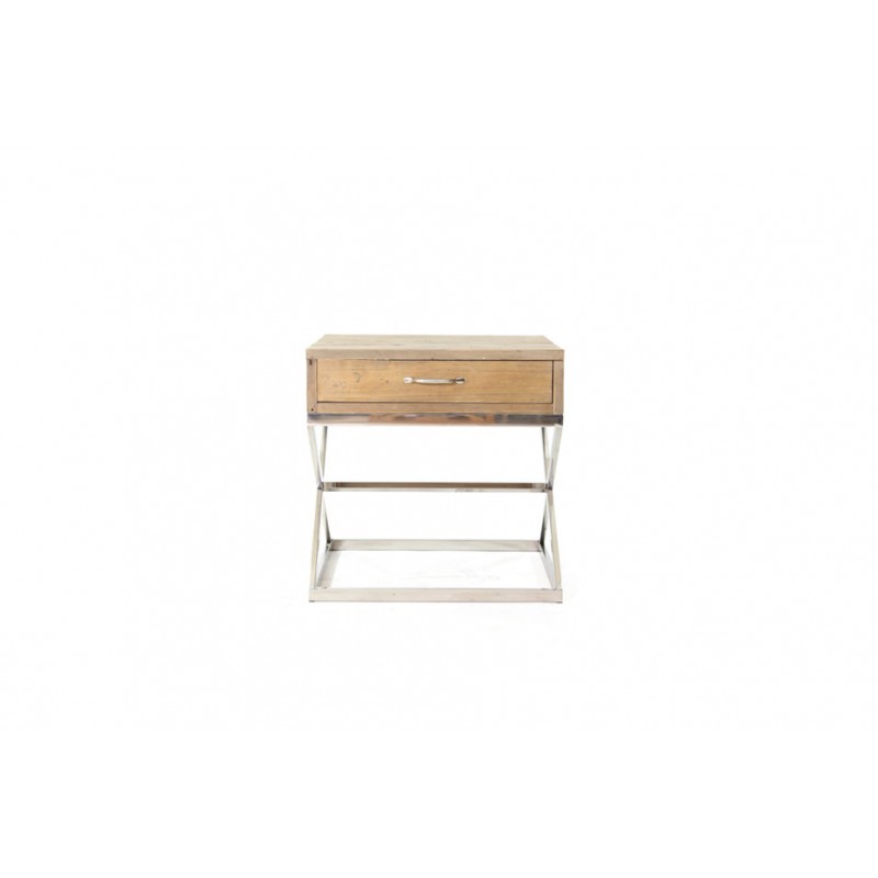 Axel ξύλινο βοηθητικό τραπεζάκι σαλονιού με μεταλλική βάση σε λευκό χρώμα 60x60x71 εκ
