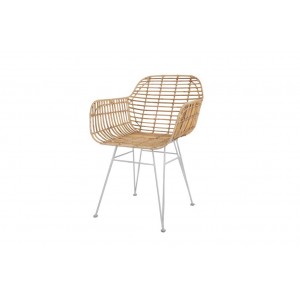 Καρέκλα Marea με μπράτσα και πόδια λευκά μεταλλικά 57x60x82 εκ
