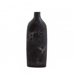 Siso Oki Black Spot Medium διακοσμητικό κεραμικό βάζο σε μαύρο χρώμα 18x13x50 εκ