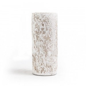 Slind White Classic Medium κεραμικό κηροπήγιο σε λευκό και μπεζ χρώμα 11x11x25 εκ