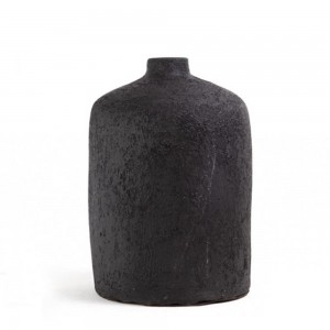 Siso Ban Black Spot Gray Medium κεραμικό διακοσμητικό βάζο σε μαύρο χρώμα 20x32 εκ