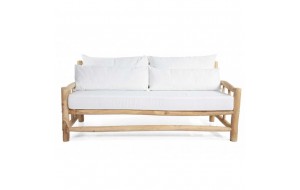 Napoli ξύλινος διθέσιος καναπές με μαξιλάρι σε λευκό χρώμα 180x90x80 εκ