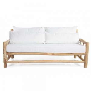 Napoli ξύλινος διθέσιος καναπές με μαξιλάρι σε λευκό χρώμα 180x90x80 εκ