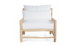 Napoli ξύλινη πολυθρόνα με μαξιλάρι σε λευκό χρώμα 90x90x80 εκ