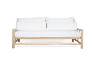 Napoli ξύλινος τριθέσιος καναπές με μαξιλάρι σε λευκό χρώμα 200x90x80 εκ