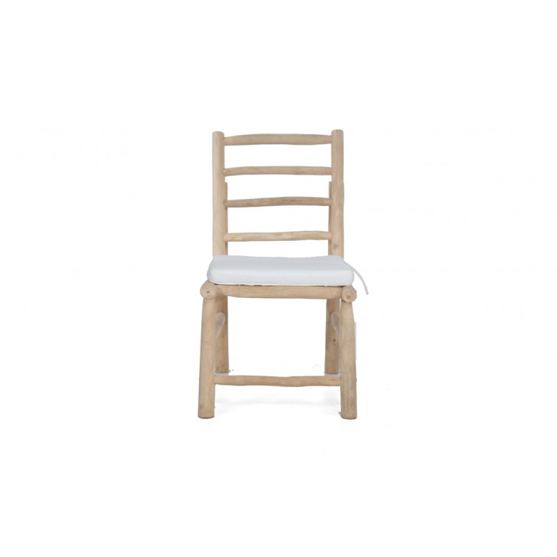 Trieste ξύλινη καρέκλα από teak με μαξιλάρι σε λευκό χρώμα 50x65x94 εκ