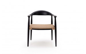 Kels Black καρέκλα από ξύλο teak σε μαύρη απόχρωση με ψάθινο κάθισμα 63x53x76 εκ
