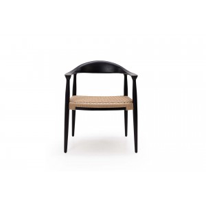 Kels Black καρέκλα από ξύλο teak σε μαύρη απόχρωση με ψάθινο κάθισμα 63x53x76 εκ