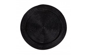 Στρογγυλός δίσκος σερβιρίσματος από ρατάν σε μαύρο χρώμα 70 εκ