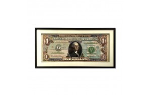 US Dollar πίνακας από 3D κολλάζ σε σχήμα δολαρίου 100x50 εκ