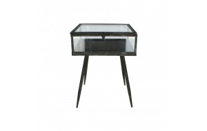 Μεταλλικό βοηθητικό τραπέζι τύπου βιτρίνας σε μαύρο χρώμα 36x36x48 εκ