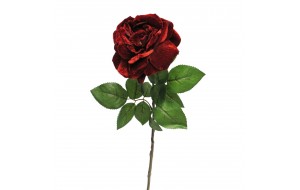 Τεχνητό κλωνάρι τριαντάφυλλο βελούδο κόκκινο 63 εκ