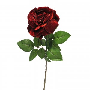 Τεχνητό κλωνάρι τριαντάφυλλο βελούδο κόκκινο 63 εκ