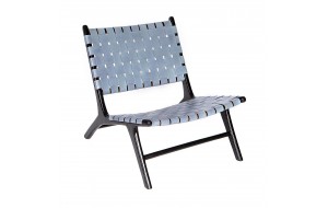 Lounge καρέκλα με μεταλλικό σκελετό και επένδυση από δέρμα σε γκρι χρώμα 81x65x72 εκ