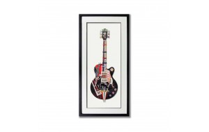 Rock Guitar πίνακας από 3D κολλάζ σε σχήμα ηλεκτρικής κιθάρας 50x100 εκ