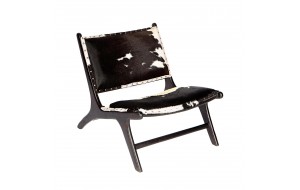 Lounge καρέκλα με μεταλλικό σκελετό και επένδυση από δέρμα 81x65x72 εκ
