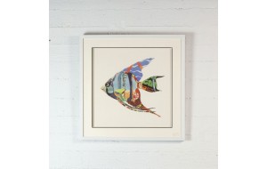 Angel Fish πίνακας από 3D κολλάζ σε σχήμα ψαριού 60x60 εκ