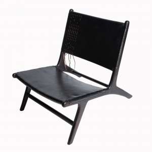 Lounge καρέκλα με μεταλλικό σκελετό και επένδυση από δέρμα σε μαύρο χρώμα 81x65x72 εκ