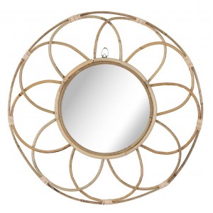 Flower καθρέπτης στρογγυλός τοίχου rattan 51 εκ