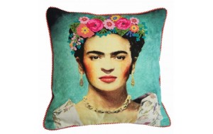 Βαμβακερό μαξιλάρι Frida Kahlo τυρκουάζ 45x45 εκ