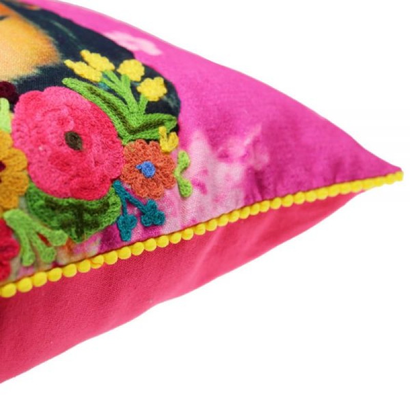 Βαμβακερό μαξιλάρι Frida Kahlo φούξια 45x45 εκ