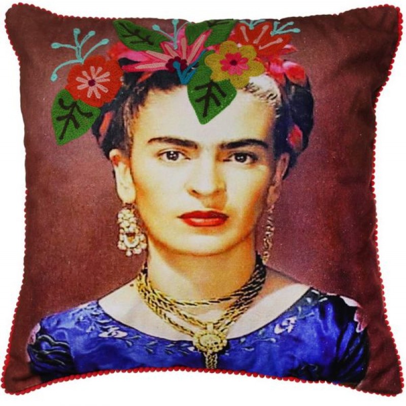Μπορντώ μαξιλάρι Frida κεντημένο 45x45 εκ