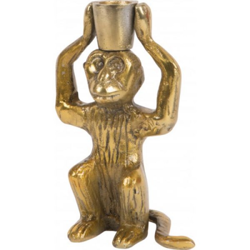 Μεταλλικό κηροπήγιο μαϊμού σε χρυσό χρώμα 17 εκ