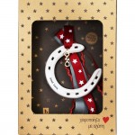 Χριστουγεννιάτικο χειροποίητο γούρι από πορσελάνη με σχήμα πετάλου και φράση Good Luck 33 εκ